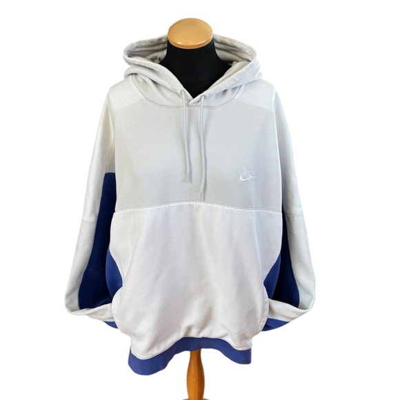 Nike Vintage Style Hoodie Colorblock Oversized Blue & White Unisex Size XXL - Picture 2 of 10